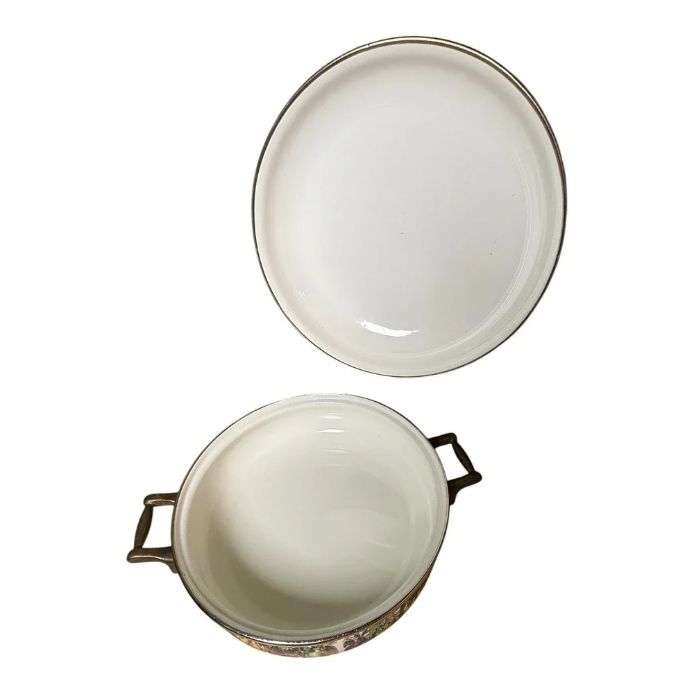 Vintage Tabletops Unlimited Kensington Garden Fruit Dutch Oven Pot w Lid Tuscan